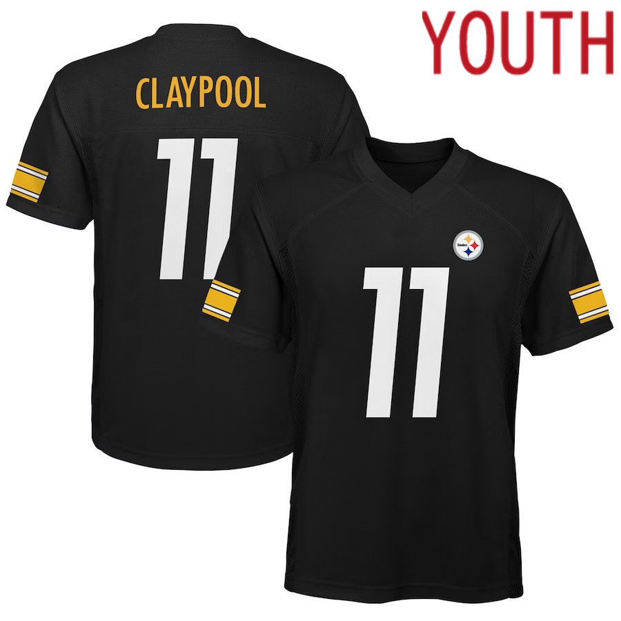 Youth Pittsburgh Steelers 11 Chase Claypool Black Replica Player NFL Jersey